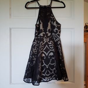 High neck black dress